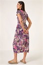 Purple Paisley Print Stretch Midi Dress, Image 3 of 5