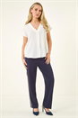 Ivory  Petite V-Neck Tuck Front Top, Image 4 of 7