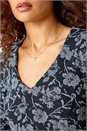 Black Rose Print Cotton Blend Stretch Dress, Image 5 of 5