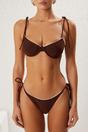 Brown Underwired Balconette Tie Side Bikini Set with Strappy Detail, Image 2 of 4