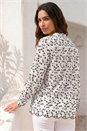 Ivory  Floral Embroidered Pintuck Top, Image 2 of 4