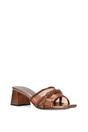 Brown XY LONDON Brown 'Senara' Backless Block Heel Sandals With Crystals and Mesh, Image 2 of 6