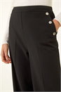 Black Button Pocket Full Length Trousers, Image 5 of 5