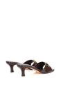 Brown XY LONDON Brown 'Toni' Square Toe Mule Heeled Sandals With Decorative Buckle, Image 4 of 6