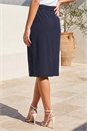 Navy  Pull On Pleated Stretch Skirt, Image 3 of 4