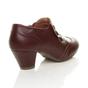 Burgundy AJVANI Burgundy Mid Heel Brogue Button Ankle Boots Shoe Boots, Image 4 of 6
