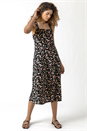 Pink Floral Wide Strap Midi Dress, Image 1 of 5