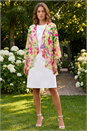 Ivory  Petite Floral Print Dress & Shrug, Image 2 of 4