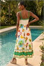 Ivory  Fruit Print Strappy Midi Dress, Image 2 of 4