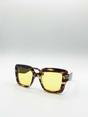 Yellow Bold Square Sunglasses in Leopard Yellow, Image 3 of 6