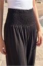 Black Petite Shirred Wide Leg Stretch Trouser , Image 4 of 4