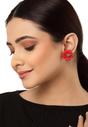 Red AVANT-GARDE PARIS Red Fuchsia Floral Studs, Image 4 of 5