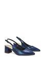 Navy XY London Navy 'Virelai' Shimmer Low Block Heels With Slingback, Image 3 of 6