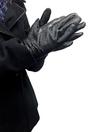 Black Fleece Lined Warm Leather Gloves with Bow, Image 4 of 5