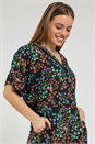 Black Petite Ditsy Floral Collar Jumpsuit, Image 4 of 5