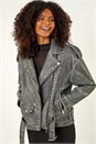 Grey Dusk Oversized Belt Biker Jacket, Image 1 of 9