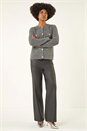 Grey Fluffy Sparkly Button Cardigan , Image 2 of 5