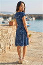 Royal Blue Petite Leaf Print Stretch Dress, Image 3 of 4