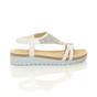 White AJVANI White Flatform Diamante T-Bar Slingback Sandals, Image 2 of 6