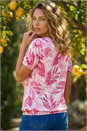 Light Pink Floral Print Burnout V-Neck Top, Image 3 of 4