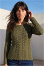 Khaki Scallop Trim Cable Knit Jumper, Image 1 of 4