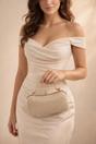 Gold Diamonte Handle Glitter Clutch Bag with Chain Strap, Image 1 of 5
