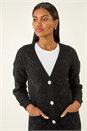 Black Longline Tinsel Knit Cardigan, Image 1 of 5