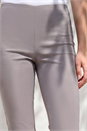 Taupe Elastic Waist Knee Length Stretch Shorts, Image 4 of 4