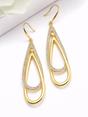 Gold Double Loop Pavé Drop Earrings, Image 3 of 3