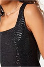 Black Sequin Sparkle Stretch Vest Top, Image 4 of 5