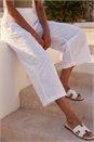 White Textured Floral Cropped Wide Leg Trouser, Image 2 of 4
