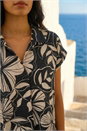 Black Printed Broderie Collared Top, Image 4 of 4