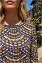 Ochre Embellished Leaf Print Top, Image 4 of 4