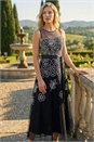 Black Floral Embroidered Mesh Midi Dress , Image 1 of 4