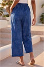 Royal Blue Textured Floral Cropped Wide Leg Trouser, Image 3 of 4