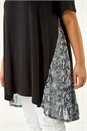 Black Curve Print Mesh Trim T-Shirt, Image 5 of 5