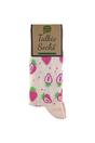 Pink 1 Pack Ladies Cotton Novelty Design Fruit Socks, Image 2 of 5