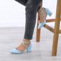Light Blue AJVANI Light Blue Mid Block Heel Crossed Strap Pointed Toe 2 Part Heels, Image 5 of 6