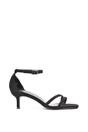 Black XY LONDON Black 'Lea' Open Toe Strappy Low Kitten Heel Sandal Shoes, Image 1 of 5
