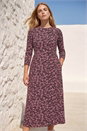 Pink Floral Print Ruched Midi Dress, Image 1 of 4