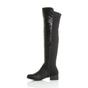 Black Low Heel Elastic Gold Zip Over The Knee Boots, Image 3 of 6