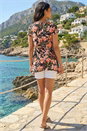 Black Floral Print Hanky Hem Top, Image 3 of 4