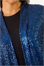Navy  Longline Sequin Stretch Jacket, Image 5 of 5