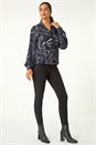 Grey Marble Foil V-Neck Top, Image 2 of 5