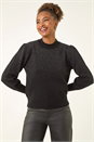 Black Ombre Speckled Knit Jumper, Image 1 of 5