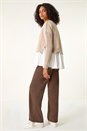 Beige 2 in 1 Contrast Cable Knit Jumper, Image 3 of 5