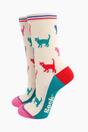 Cream Bamboo Socks - Cream/Multi Cats, Image 1 of 4