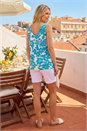 Turquoise Floral Button Cami Top, Image 3 of 4