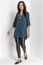 Blue Abstract Print 3/4 Sleeve Longline Top, Image 3 of 5