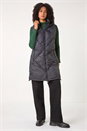 Black Longline Quilted Hooded Gilet , Image 6 of 6
